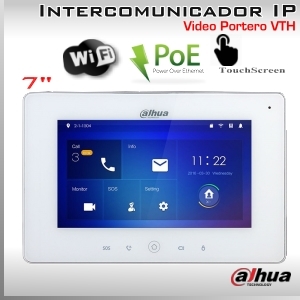 Monitor WiFi IP Intercomunicador PoE 7" con Audio Bidireccional VTH Dahua