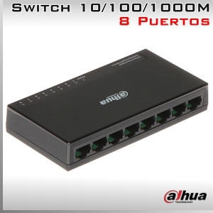 Switch 8 bocas (8 puertos) DAHUA 10/100/1000Mbps Gigabits | Plug & Play