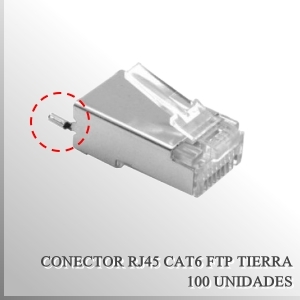 Conector RJ45 CAT6 FTP c/Tierra x 100 unidades