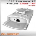 CPE Repetidor WiFi 2.4Ghz Exterior 300Mbps - Alcance 1KM