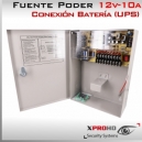 BOX - Fuente de Poder 12V - 10A y 9 Salidas | Gabinete con llave opción conexión batería