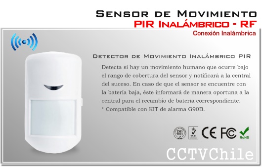 Sensor de movimiento PIR inalambrico Alarma G90B RF - PIR humano No animal