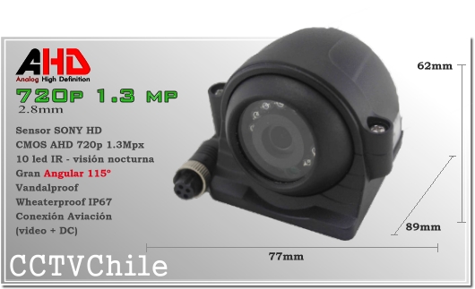 Cámara Seguridad SONY - Vision Nocturna - antivandalica - Tecnologia AHD para Movil DVR MDVR Lateral