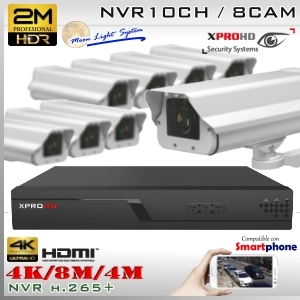 KIT IP NVR10Ch 8 cámaras Box 1080p FHD PoE P2P Moonlight Patente