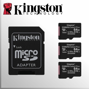 Pack 3x Kingston UHS-I 64GB MicroSDXC™ | 10MB/s | Clase 10 + 1 Adaptador SD