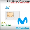 Chip Sim Card Prepago Movistar. Carga Inicial