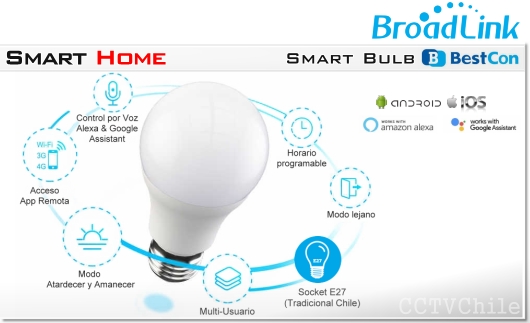 Ampolleta WIFI luz fría blanca Smart Bulb Bestcon Google Assistant RMPRO Chile Control remoto universal inteligente | Smart RMPRO | Smart CHILE | BROADLINK CONTROL REMOTO A DISTANCIA SMARTPHONE