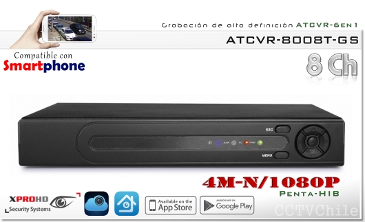HD ATCVR 6 en 1 - FullHD 1080p - 4M-N - XPROHD - XVI-AHD-CVBS-TVI-CVR-IP - 1 audio