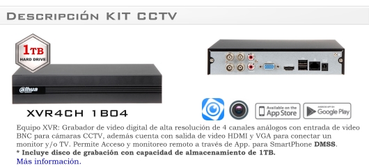 KIT Full HD CVR 4Ch DVR - Oferta - P2P - KIT seguridad - Kit Vigilancia - Promocion - DAHUA - 1080p - 2mpx - 2 megapixeles