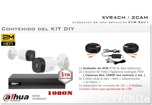 KIT Full HD - CVI hibrido 4Ch - Oferta - P2P - KIT seguridad - Kit Vigilancia - Promocion - DAHUA - hd - 1080p - 1920x1080p